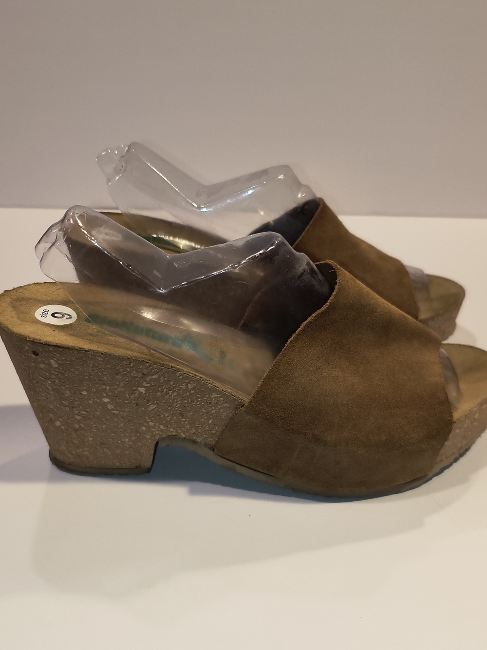 BioNatura Solo Brown Suede Cork Wedge Slide Sandals Women's Size 9 Made in Italy